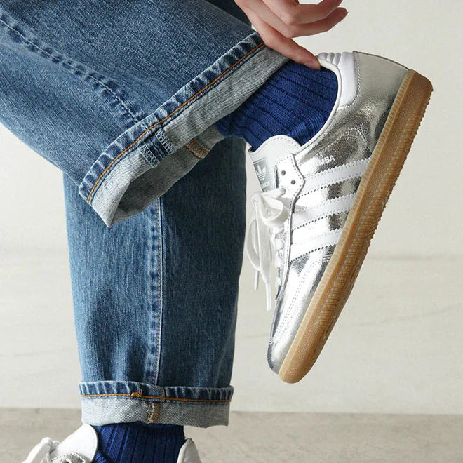 SAMBA OG SILVER METALLIC CRACKED LEATHER