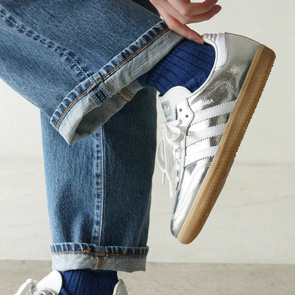 SAMBA OG SILVER METALLIC CRACKED LEATHER